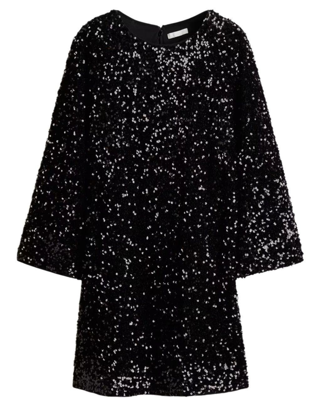 H&M Black SEQUINED A-LINE DRESS Size Large
